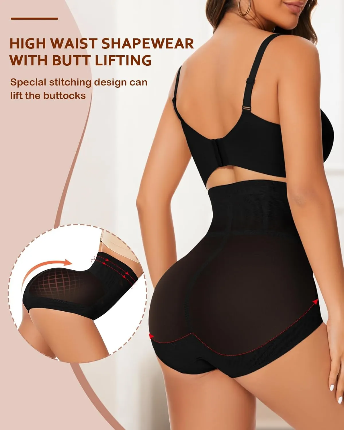 WOWENY Tummy Control Shapewear Panties for Women High Waist Seamless Panties Butt Lifter Underwear Comfy Body Shaper