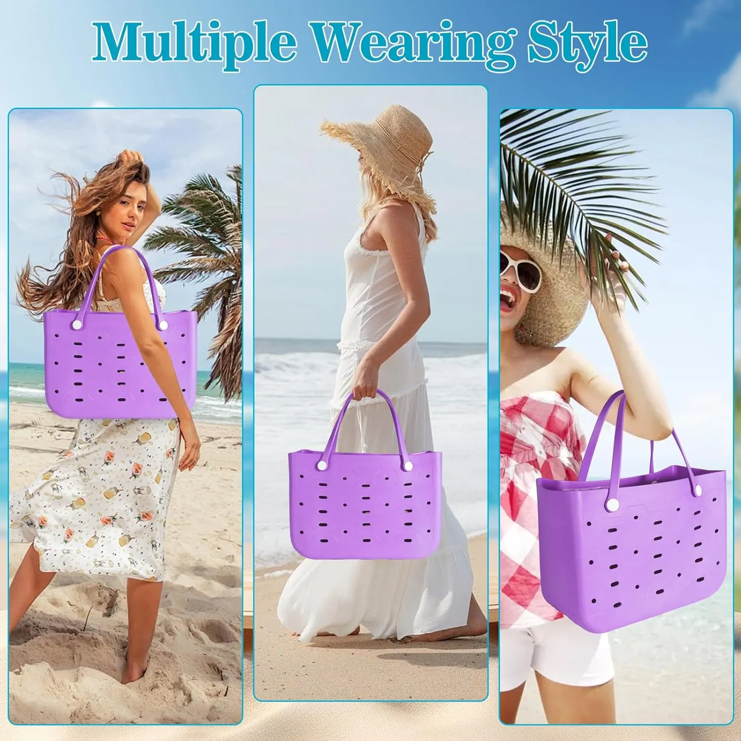 X-Large Rubber Beach Tote for Men & Women, Large Capacity Travel Bag for Boat & Pool