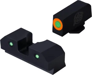 XS SIGHTS 3-Dot Tritium Night Sights, Fits Glock Gen 1 – 5  MOS Pistols, Dual Illuminated Orange Front Sight Equipped with Tritium/Photoluminescent Glow Dot