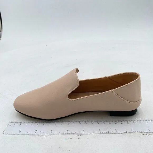YDN Beige Round Toe Loafer Flat Classic Slip On Pumps Walking Dress Shoes