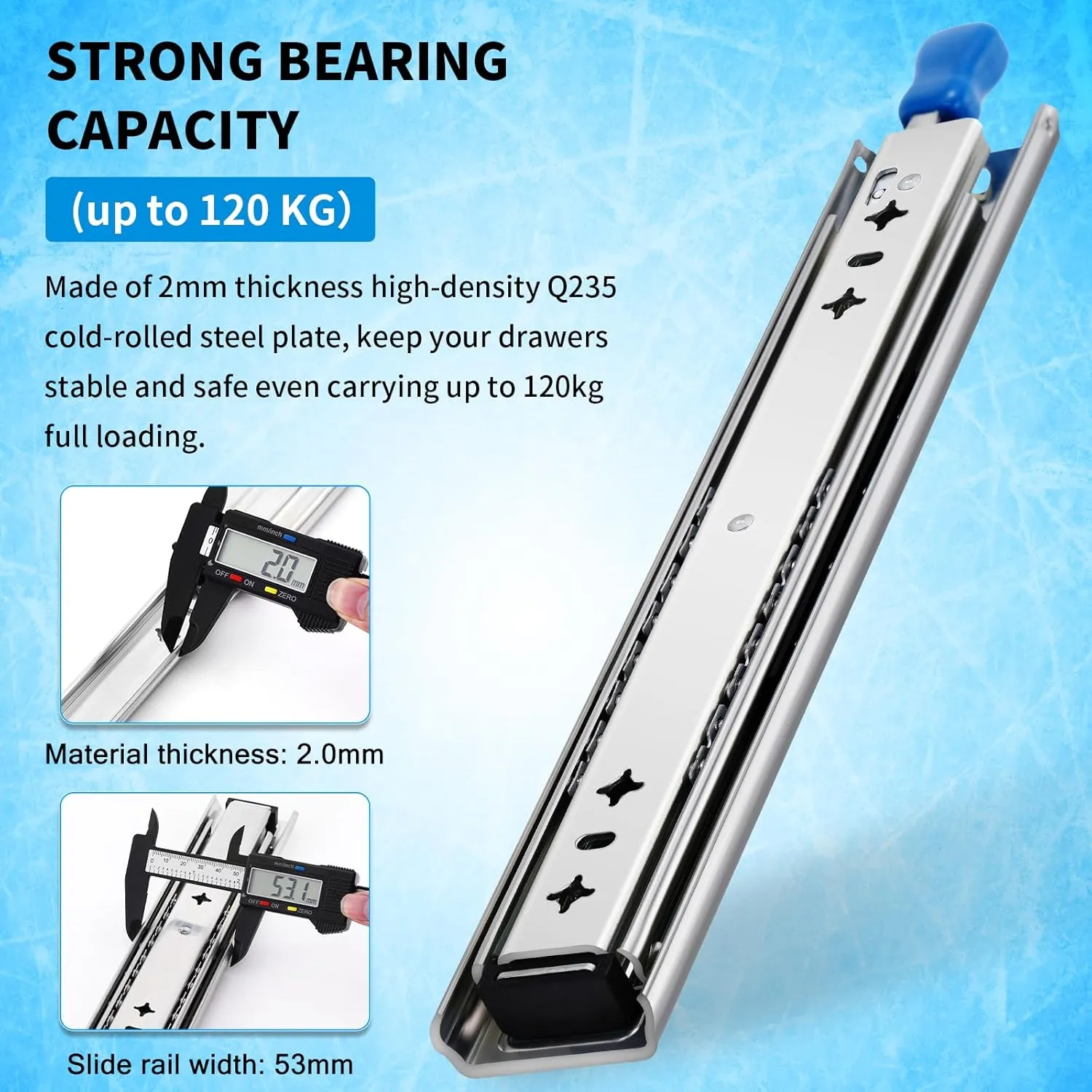 YENUO Heavy Duty Locking Drawer Slides Full Extension Runners With Lock 12 14 16 18 20 22 24 26 28 30 32 34 36 38 40 Inch Side Mount Ball Bearing Rails Track Glides 250 Lbs 1 Pair (12 Inch, With Lock)