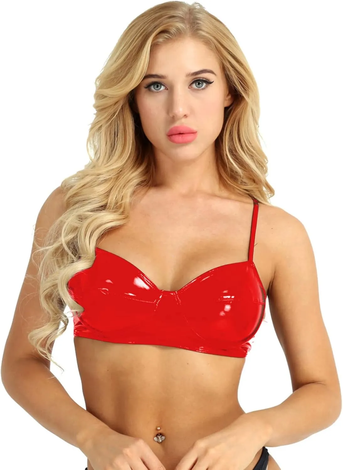YiZYiF Women's Faux Leather Sexy Triangle Padded Bathing Suit 2 Pieces Swimsuit Bikini Set Swimwear
