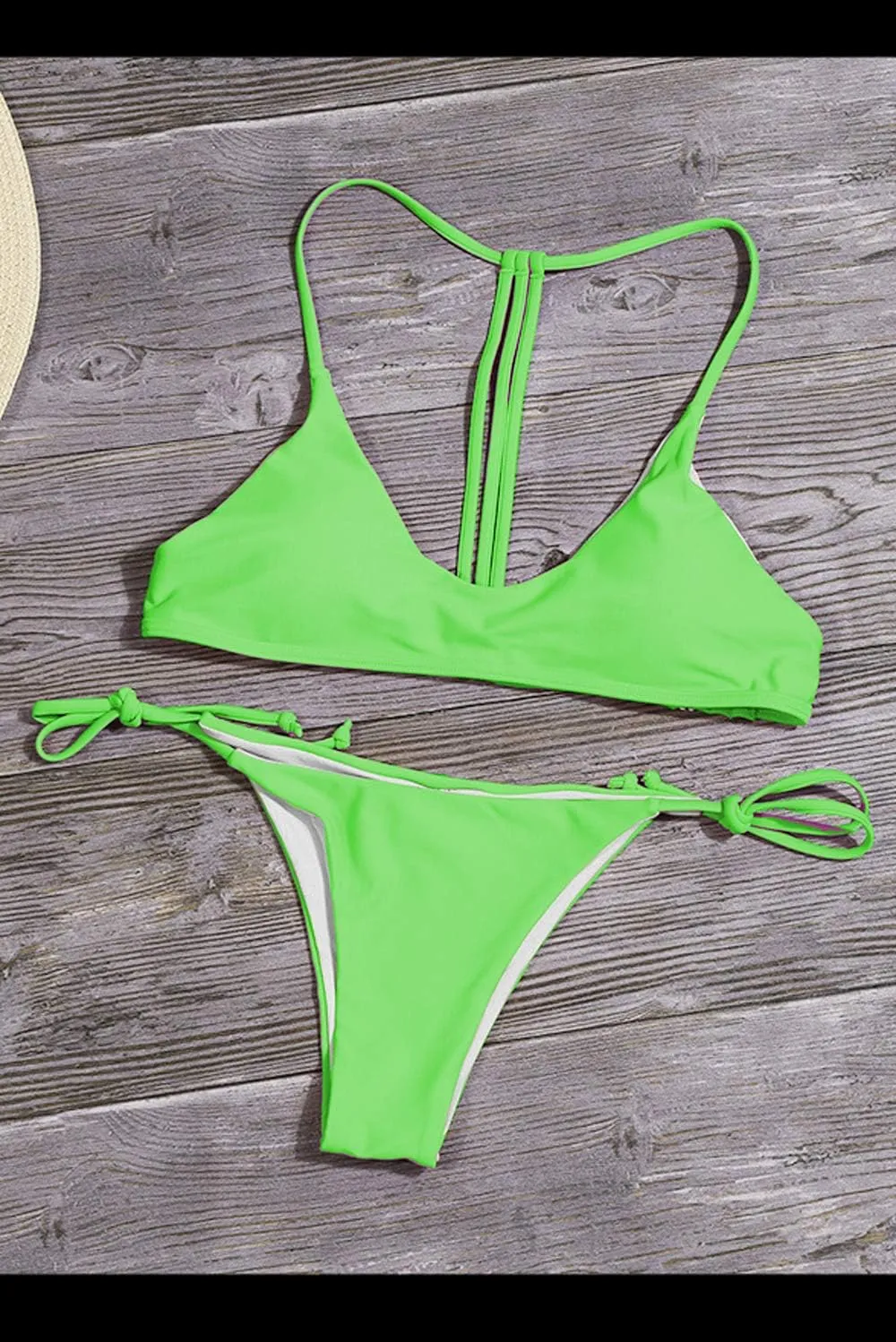 YOCUR Womens Neon Lightweight String Thong Bikinis Two Piece Side Tie Fluorescence Sexy Fashion Swimsuits