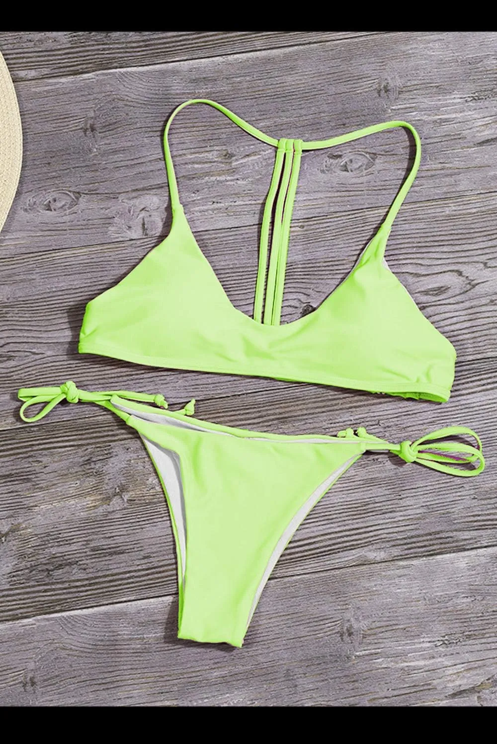 YOCUR Womens Neon Lightweight String Thong Bikinis Two Piece Side Tie Fluorescence Sexy Fashion Swimsuits