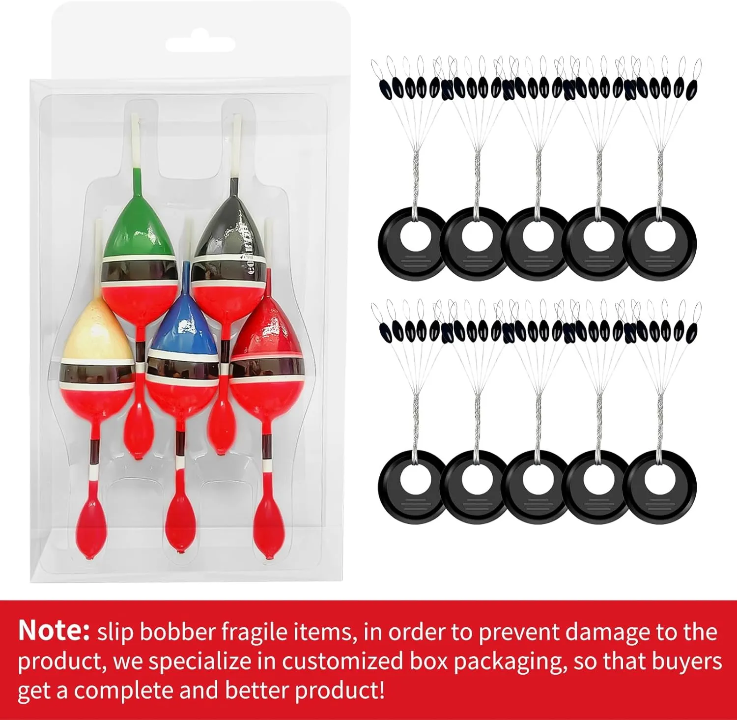 YOTO Slip Bobbers for Fishing,Balsa Wood Slide Fishing Floats Kit with Bobbers Stops,Slip Cork for Crappie Panfish Bass Trout