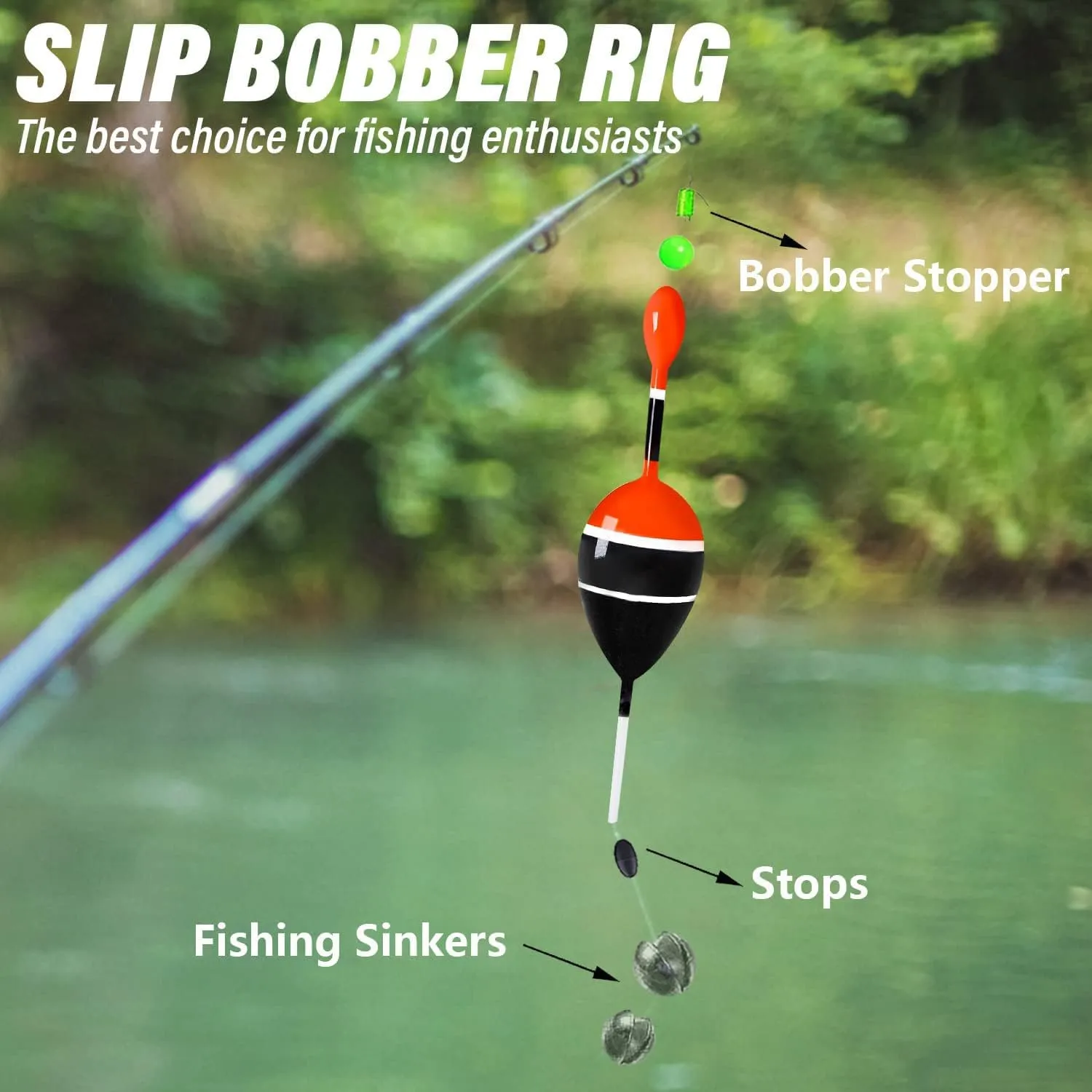 YOTO Slip Bobbers for Fishing,Balsa Wood Slide Fishing Floats Kit with Bobbers Stops,Slip Cork for Crappie Panfish Bass Trout