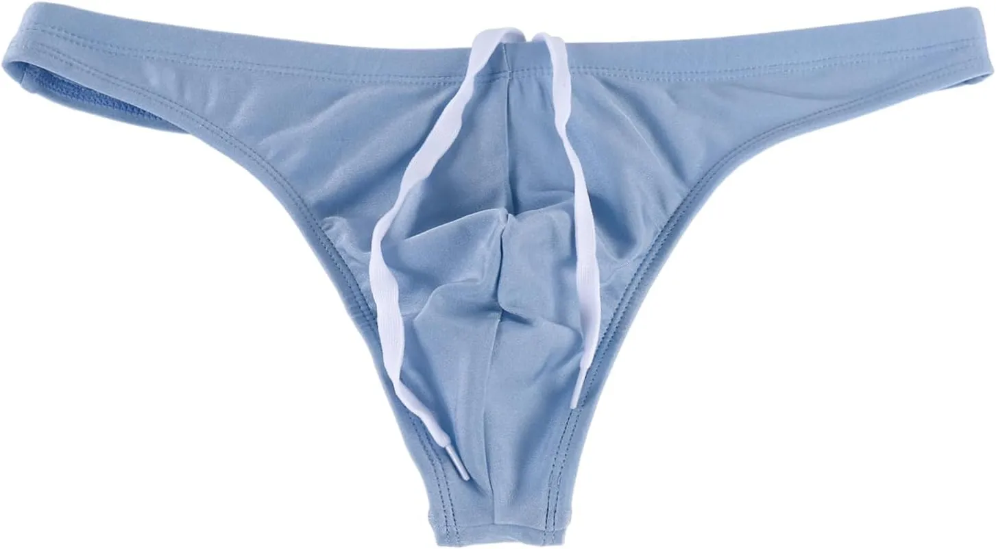 YUZHOU Mens Bikini Swimwear Low Rise Swim Briefs Solid Bathing Suit Sexy Swimsuit with Elastic Drawstring