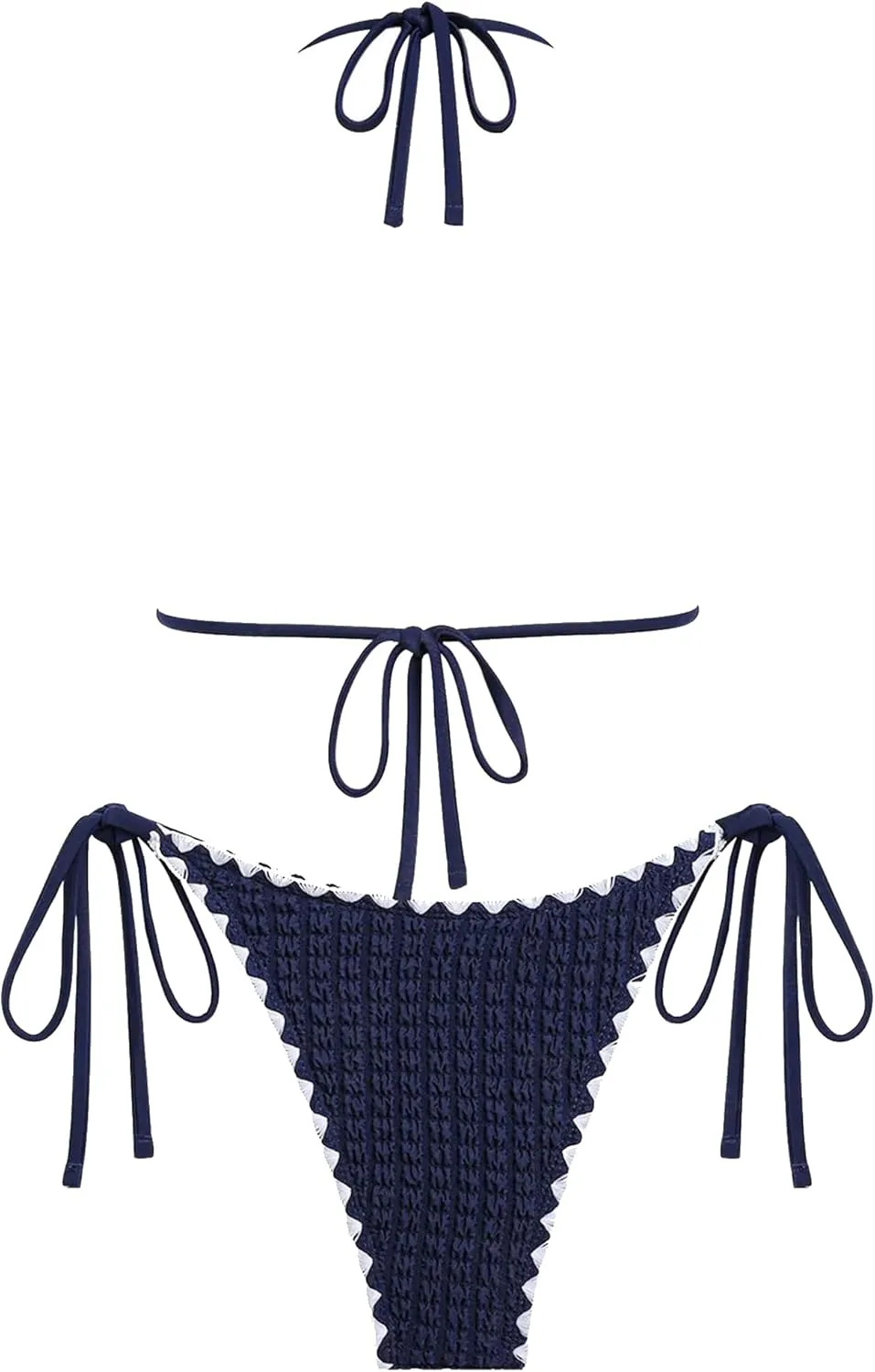 ZAFUL Bikini Sets for Women Halter Two Piece Swimsuit Ribbed High Cut Tie Side Thong Bathing Suit Sexy Padded Swimwear