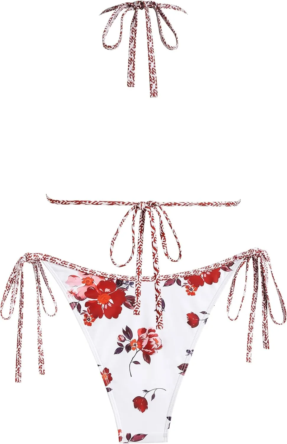 ZAFUL Bikini Sets for Women Halter Two Piece Swimsuit Ribbed High Cut Tie Side Thong Bathing Suit Sexy Padded Swimwear