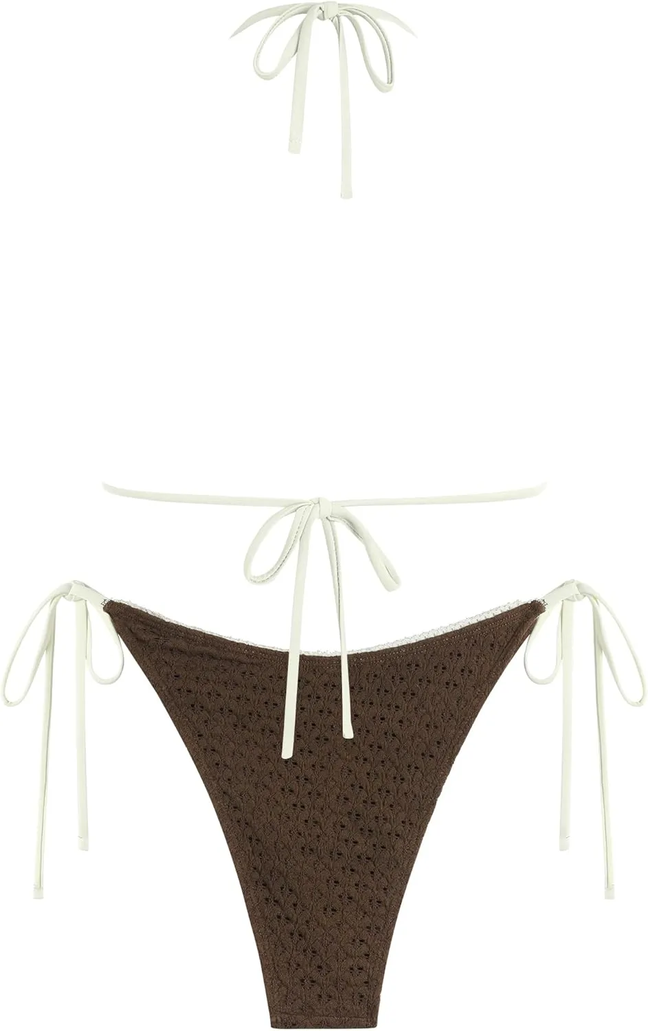 ZAFUL Women's Sexy Halter Bikini Sets Bow Decor Tiny Floral Print Bikini Swimsuits Tie Side Triangle Bathing Suits