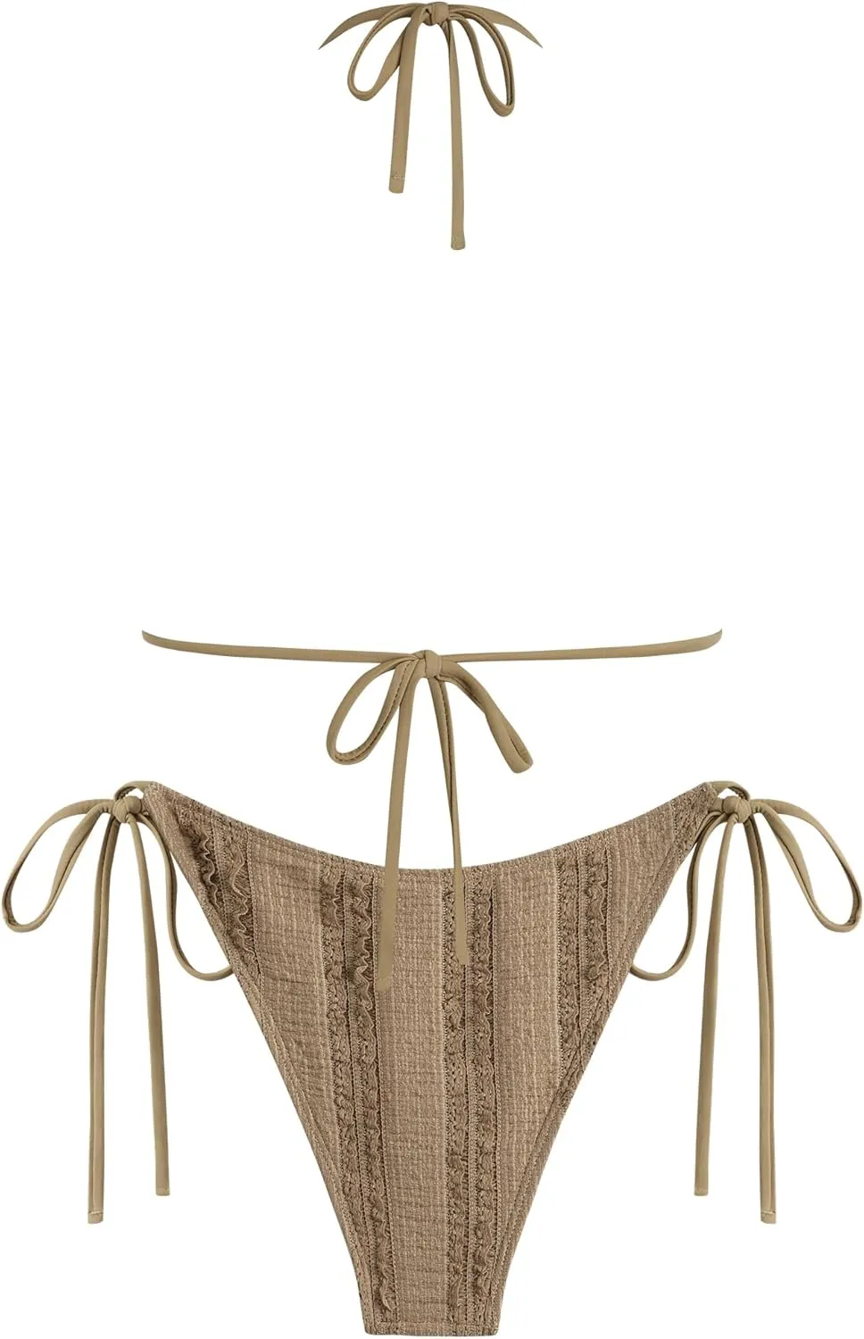ZAFUL Women's Sexy Halter Bikini Sets Bow Decor Tiny Floral Print Bikini Swimsuits Tie Side Triangle Bathing Suits