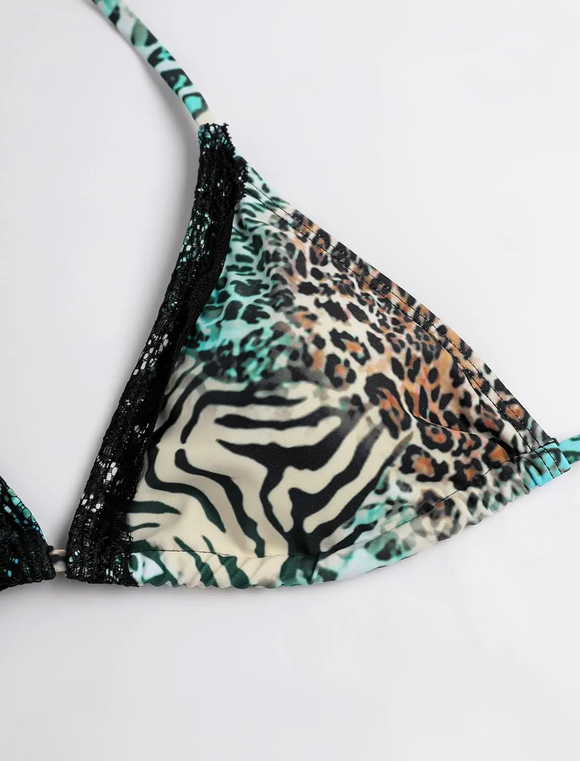 ZAFUL Women's Sexy Halter Bikini Sets Bow Decor Tiny Floral Print Bikini Swimsuits Tie Side Triangle Bathing Suits