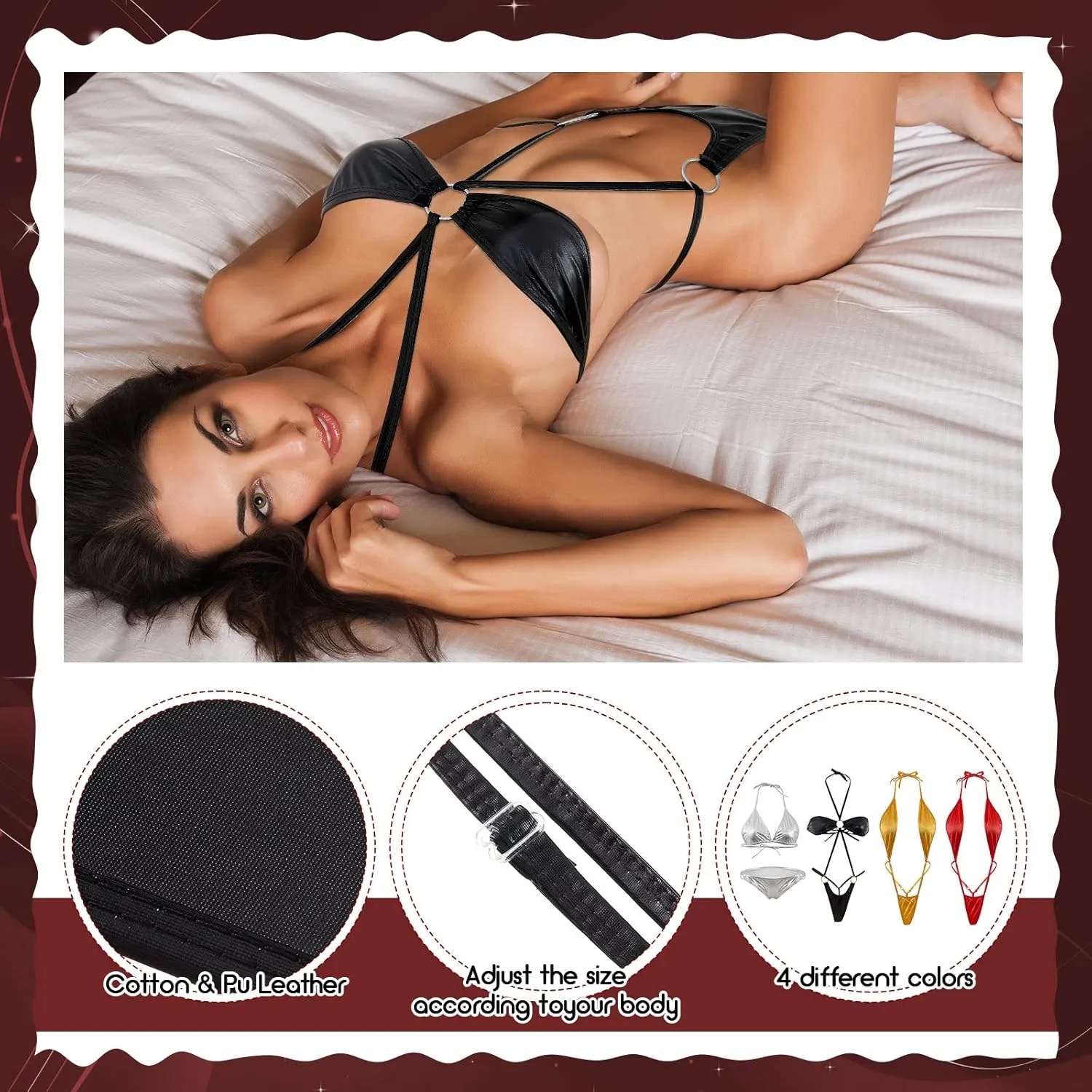 Zhanmai 4 Pcs Slingshot Bikini Women Bikini Stripper Outfits G String Thong Women's Exotic Swimwear
