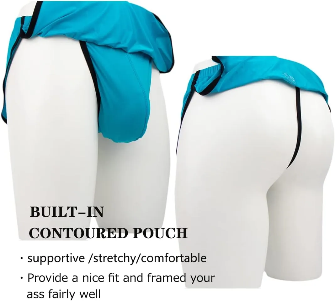 ZONBAILON Men's Boxers, G-String Backed Pouch Thongs with Skirting, Sexy Sleep Shorts Silky Pajama Underwear, Split Side