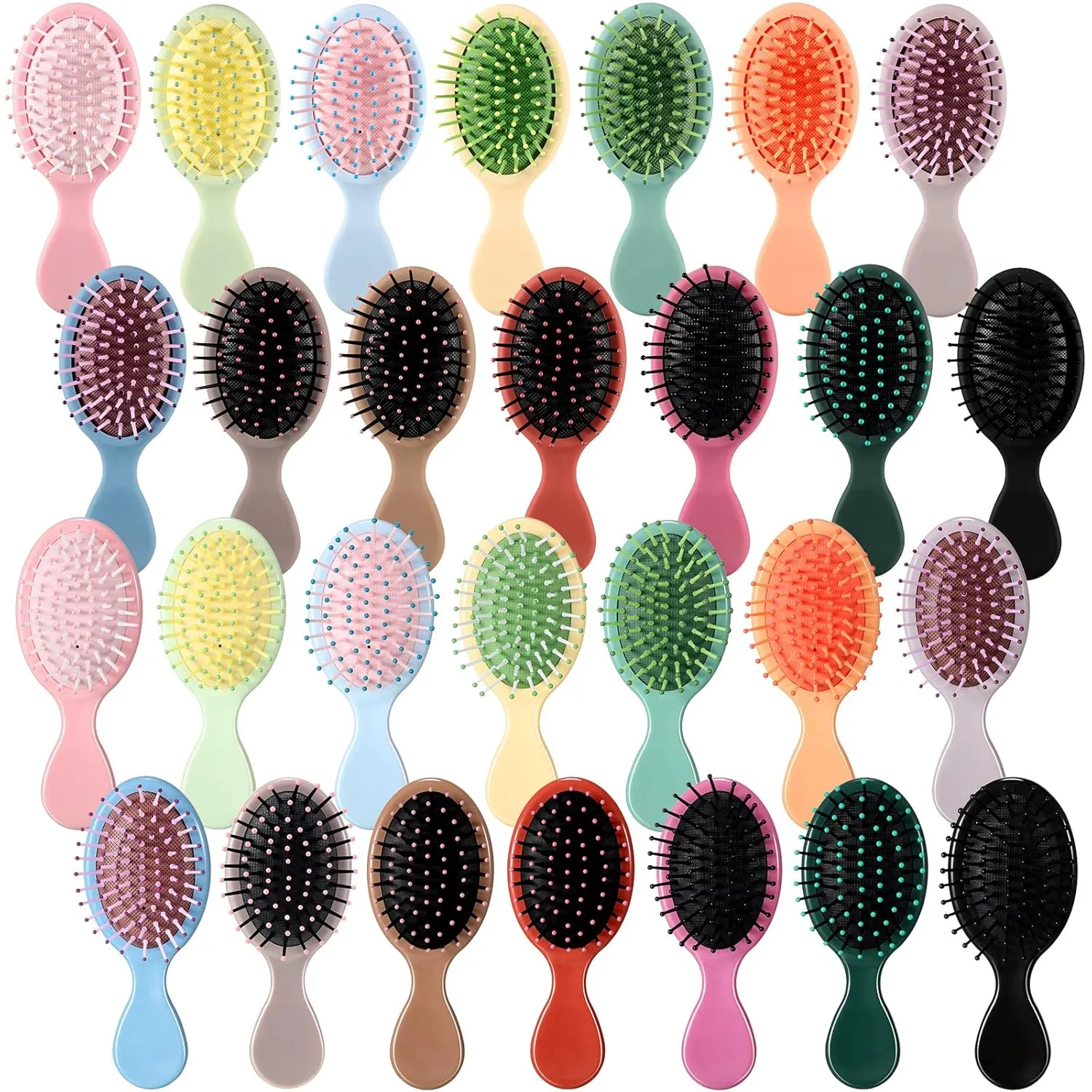 Zopeal 28 Pcs Kids Gift Mini Wet Hair Brush Bulk Girls Graduation Small Pocket Travel Hairbrush End of Year Hygiene Detangler Soft Bristle Detangling Paddle for Bachelorette Party Favor(28 Colors)