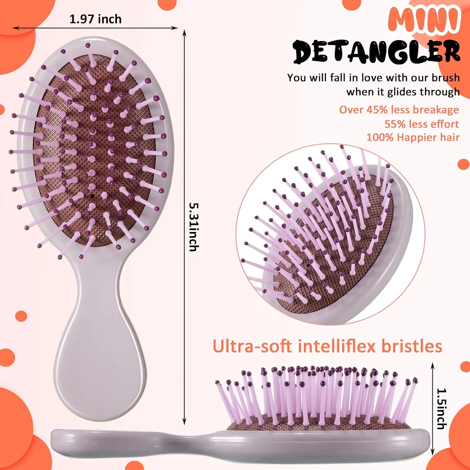 Zopeal 28 Pcs Kids Gift Mini Wet Hair Brush Bulk Girls Graduation Small Pocket Travel Hairbrush End of Year Hygiene Detangler Soft Bristle Detangling Paddle for Bachelorette Party Favor(28 Colors)
