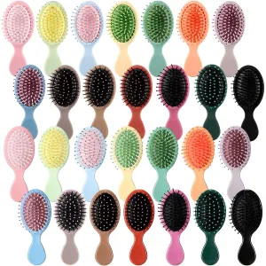 Zopeal 28 Pcs Kids Gift Mini Wet Hair Brush Bulk Girls Graduation Small Pocket Travel Hairbrush End of Year Hygiene Detangler Soft Bristle Detangling Paddle for Bachelorette Party Favor(28 Colors)