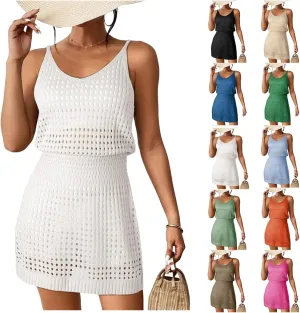 ZWRXW Swim Cover Up for Women Crochet Hollow Out Knit Beach Bathing Suit Summer Lightweight Vacation Cover Ups Cruise Outfit